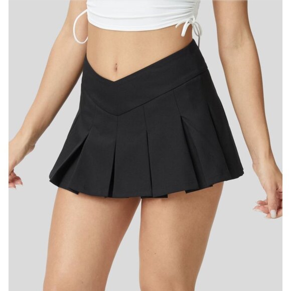 Halara V Shaped Waistband Mid Rise Skirt Sz Large Womens Black Invisible Zipper - Picture 7 of 12